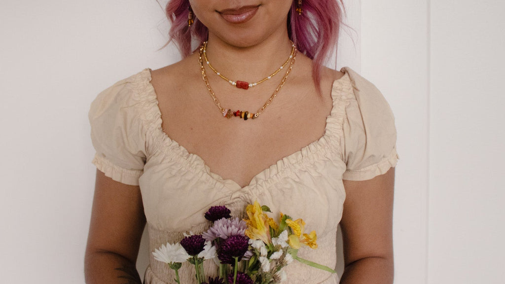 Auburn Petal Layering Necklace