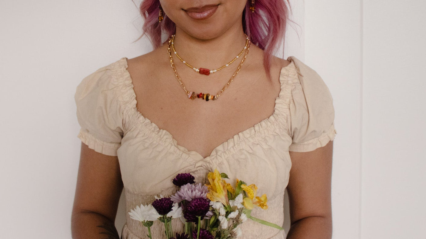 Auburn Petal Layering Necklace